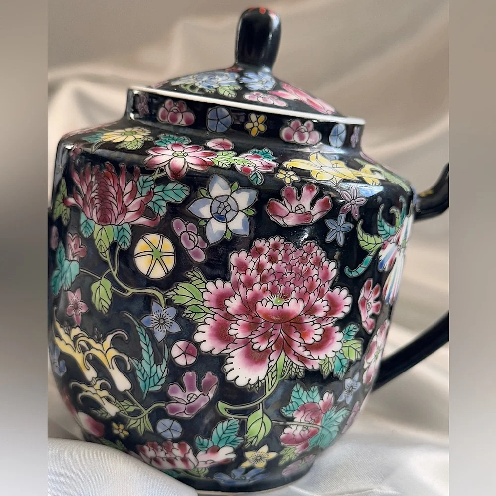 Vintage Chinese Tea Pot (flawless except few speckles INSIDE) ceramic - Picture 2 of 12